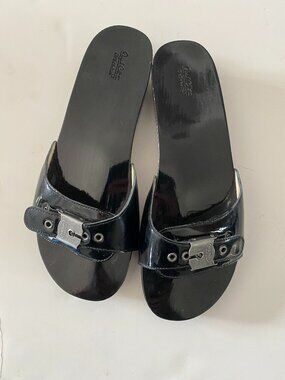 Dr. Scholl's Original Manhattan Lacquer  Sandal Black Patent Leather